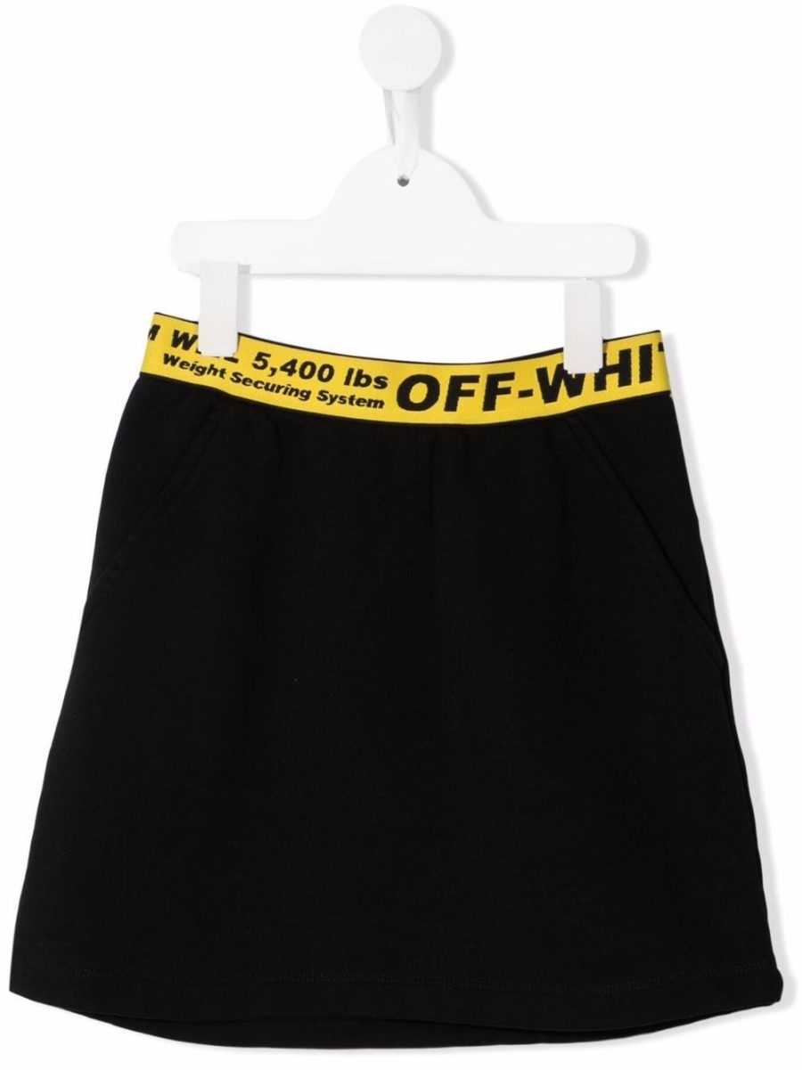 OFF-WHITE KIDS Logo Waistband Mini Skirt Black