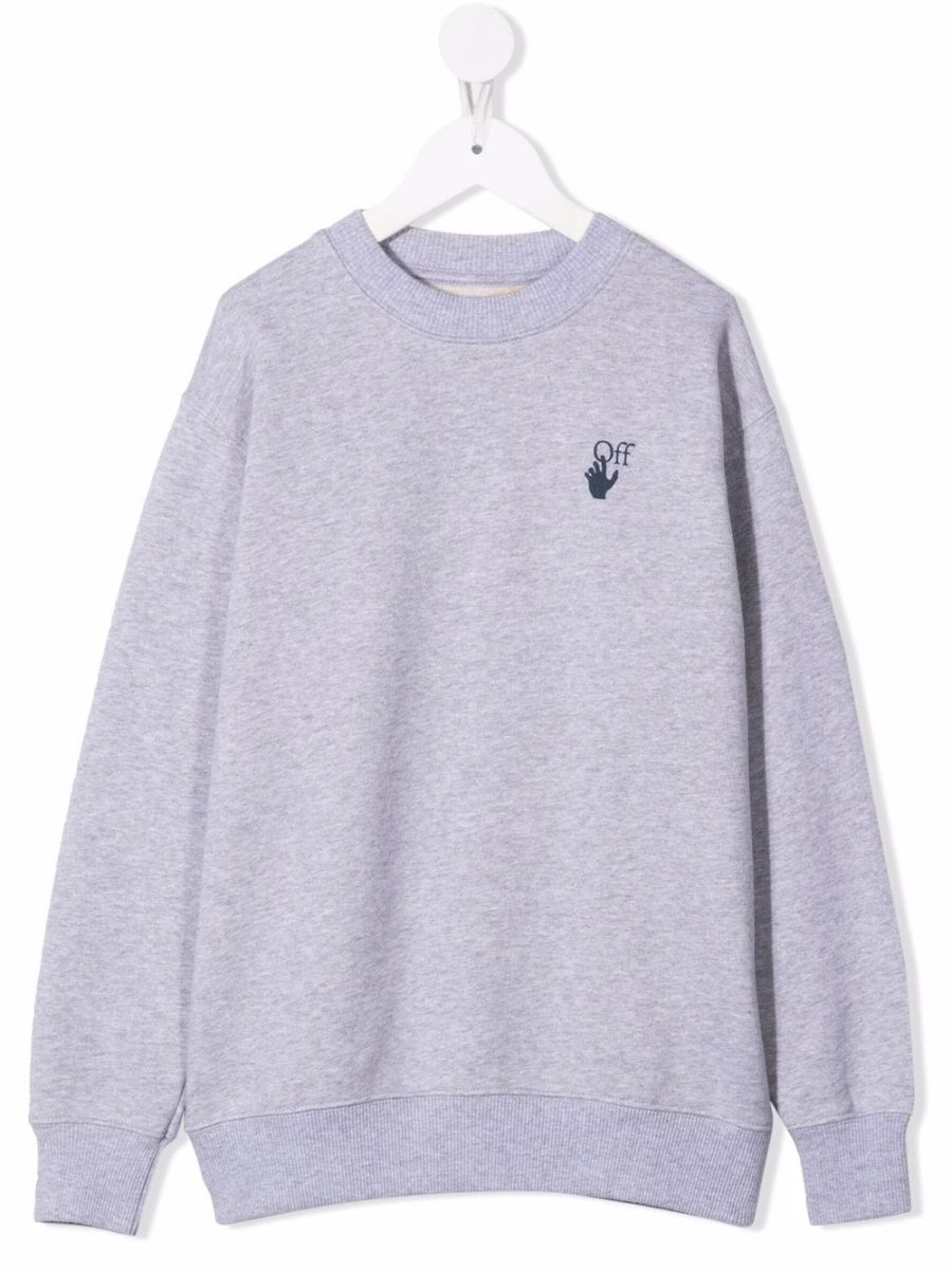 OFF-WHITE KIDS Marker logo-print cotton sweatshirt Grey