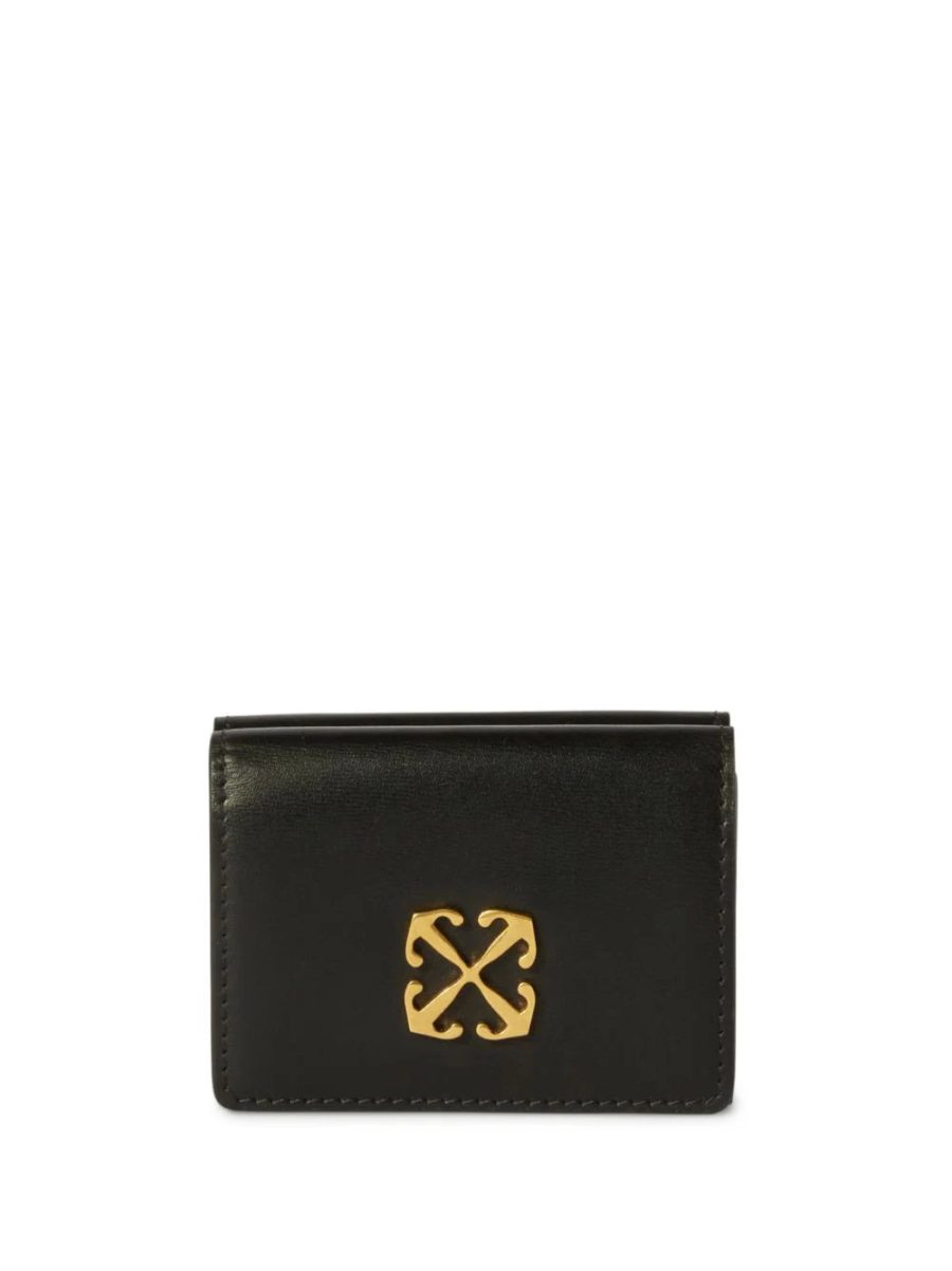 OFF-WHITE WOMEN Jitney Mini Compact Wallet Black Gold