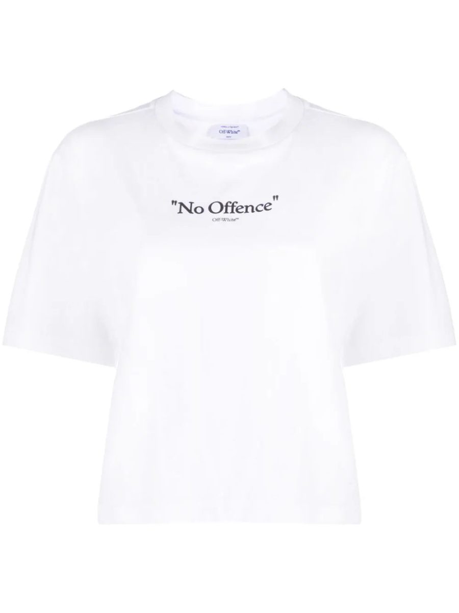 OFF-WHITE WOMEN Logo No Offence Quote T-Shirt White Black
