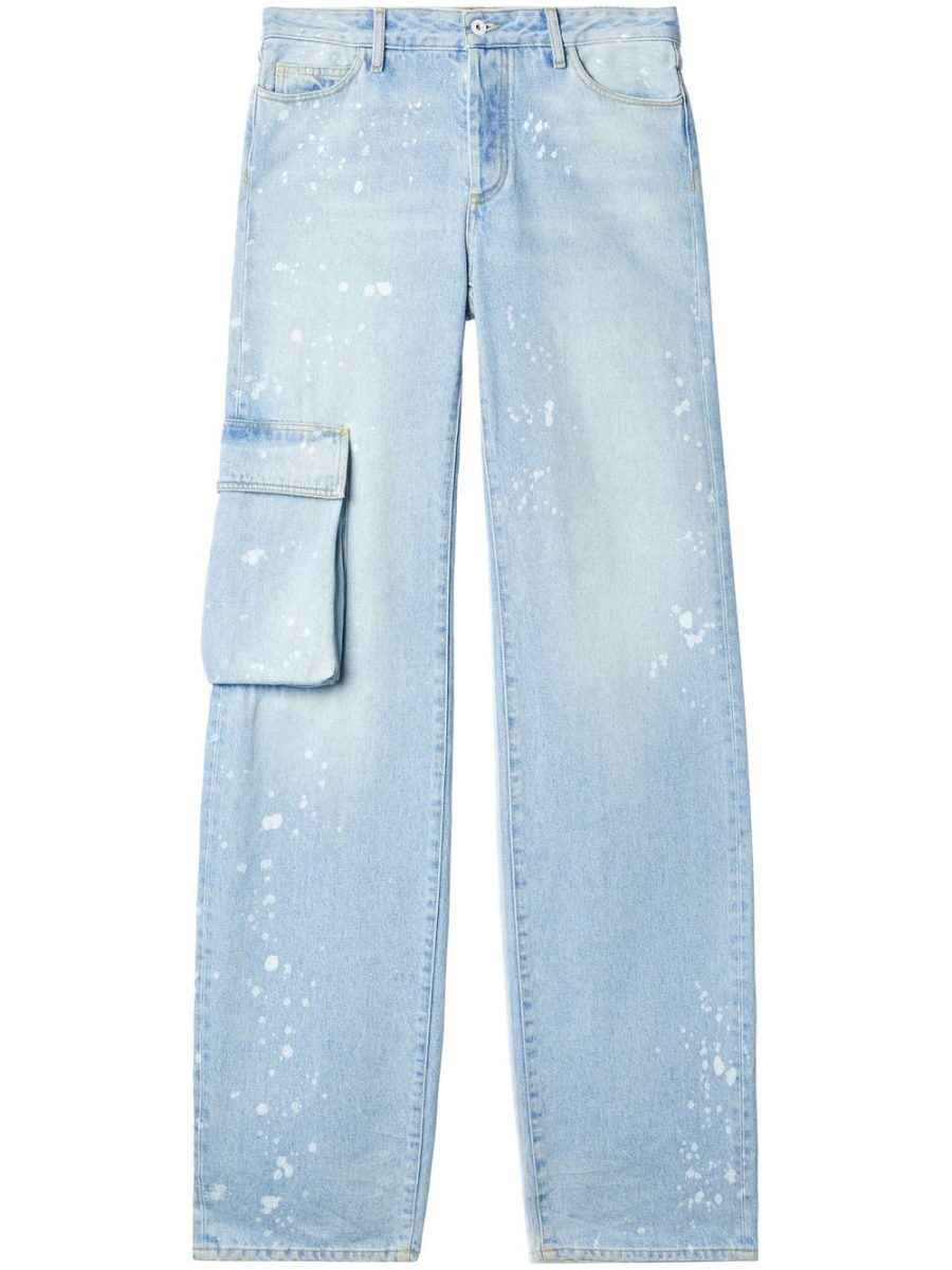 OFF-WHITE WOMEN Toybox Painted Pocket Pants Light Blue/White