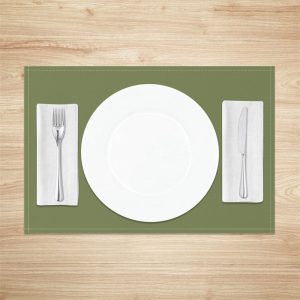 Olive Green Solid Color Dining Set Of 4 Placemats - Aperturee