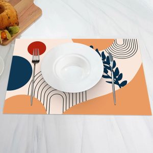 Orange Blue Red Modern Black Line Set Of 4 Placemats - Aperturee