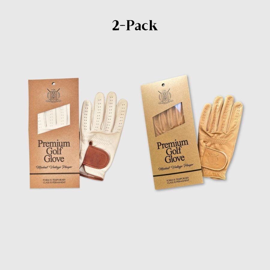 PRO Cream & Tan Cabretta Leather Golf Gloves (2 Pack)