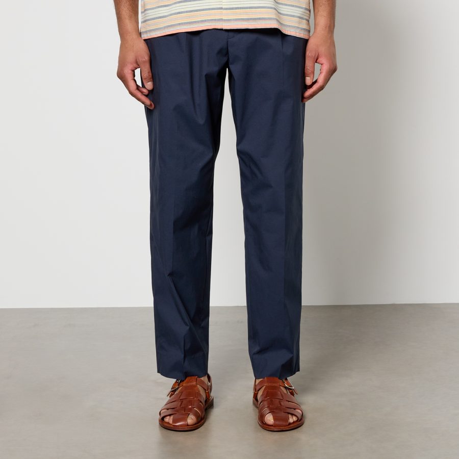 PS Paul Smith Pleated Elasticated Cotton-Blend Tapered Trousers - L