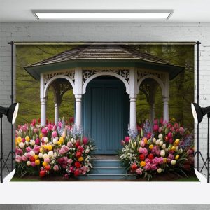 Pavilion Tulip Anthemy Outdoors Spring Backdrop - Aperturee