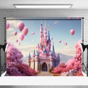 Pink Balloon Castle Spring Photography Backdrop - Aperturee