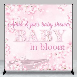 Pink Floral Baby in Bloom Custom Baby Shower Backdrop - Aperturee