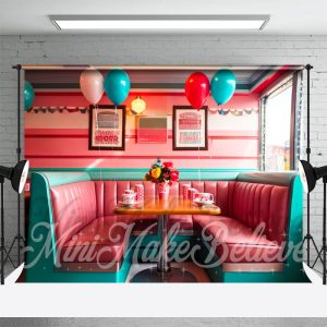 Pink Sofa Booth Balloon Diner Architecture Backdrop - Aperturee