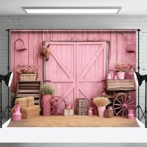 Pink Wooden Wall Horse Cowgirl Birthday Backdrop - Aperturee