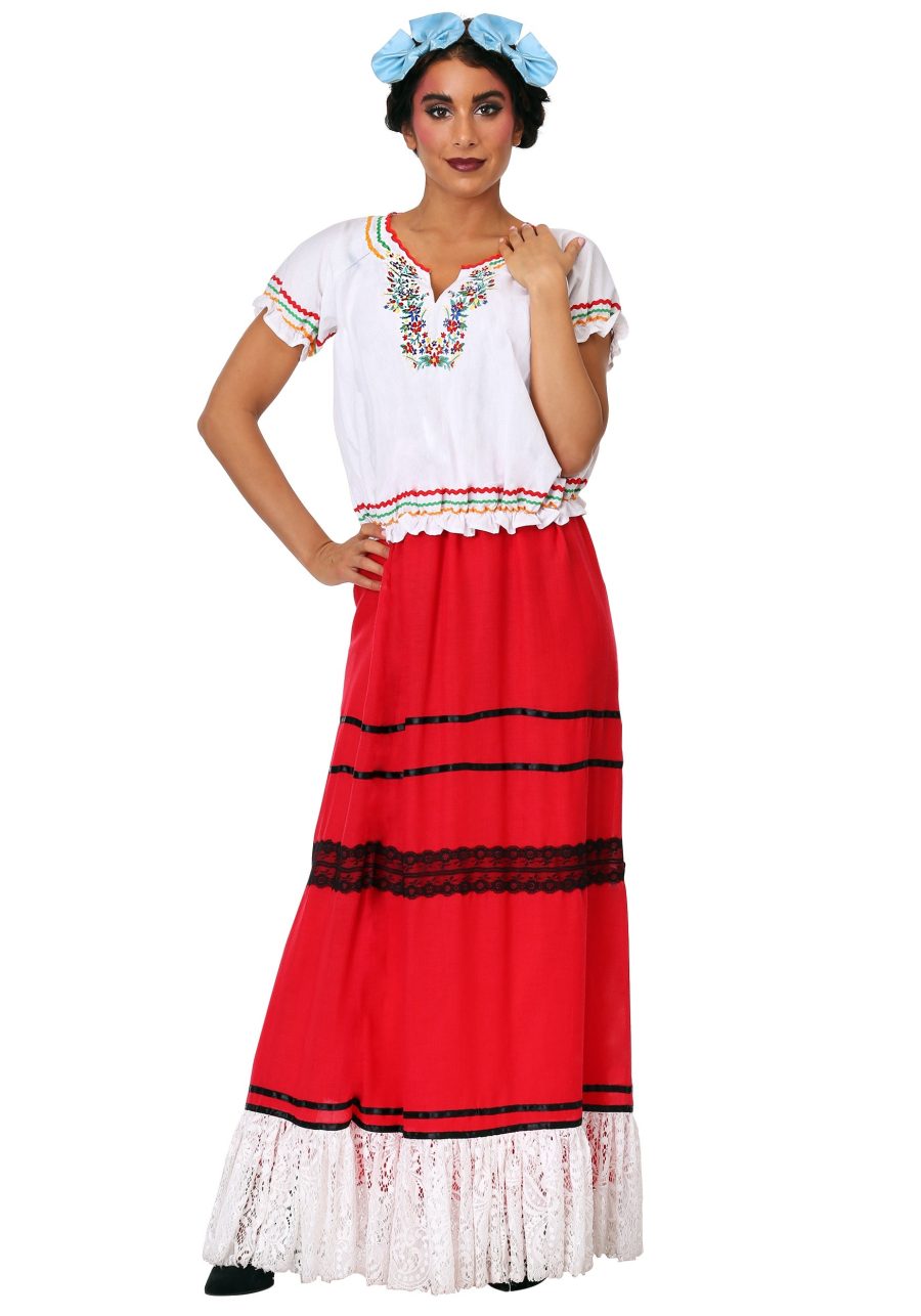 Plus Size Red Frida Kahlo Women's Costume Dress