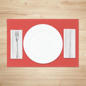 Pure Red Premium Colored Fabric Set Of 4 Placemats - Aperturee