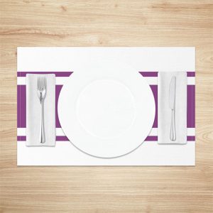 Purple And White Simple Fabric Set Of 4 Placemats - Aperturee