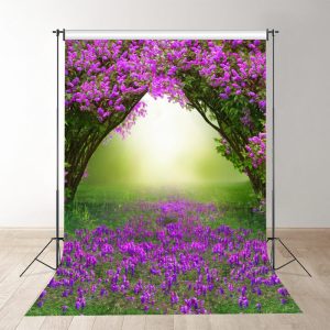 Purple Flowers Grassland Bokeh Spring Photo Backdrop - Aperturee