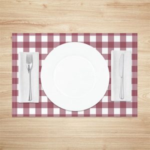 Purple Red White Plaid Modern Set Of 4 Placemats - Aperturee