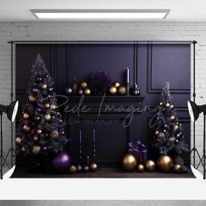 Purple Wall Christmas Tree Backdrop For Portrait - Aperturee