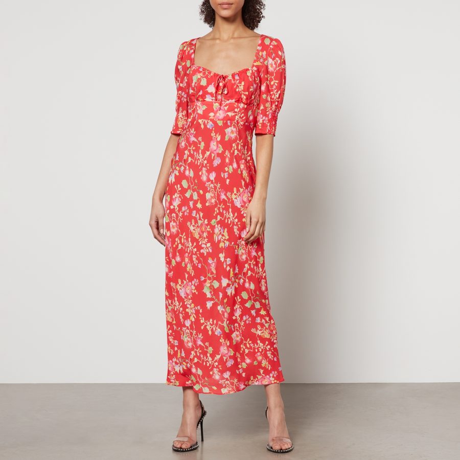 RIXO Alida Floral-Print Chiffon Midi Dress - UK 6