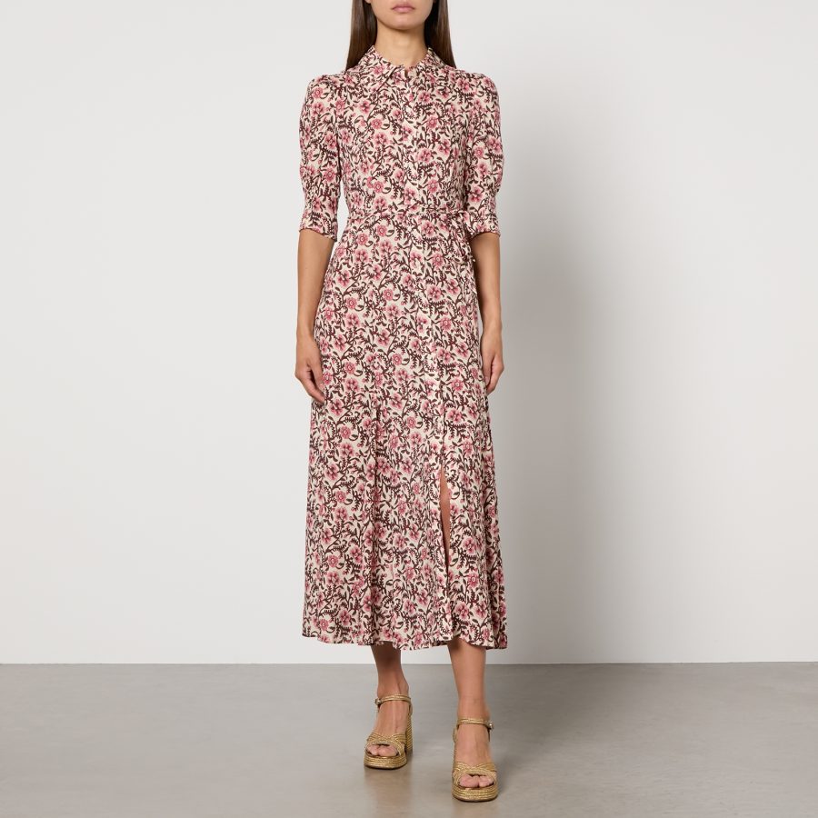 RIXO Bloom Floral-Print Satin Maxi Dress - UK 6