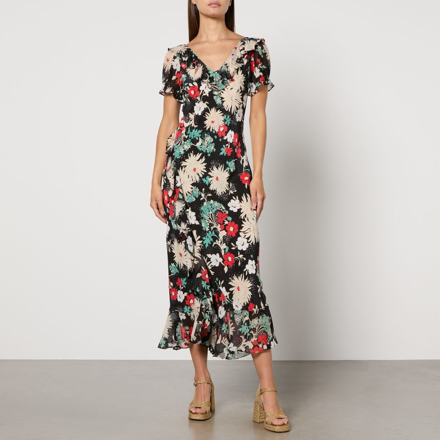 RIXO Clementina Floral-Print Silk-Chiffon Maxi Dress - UK 6