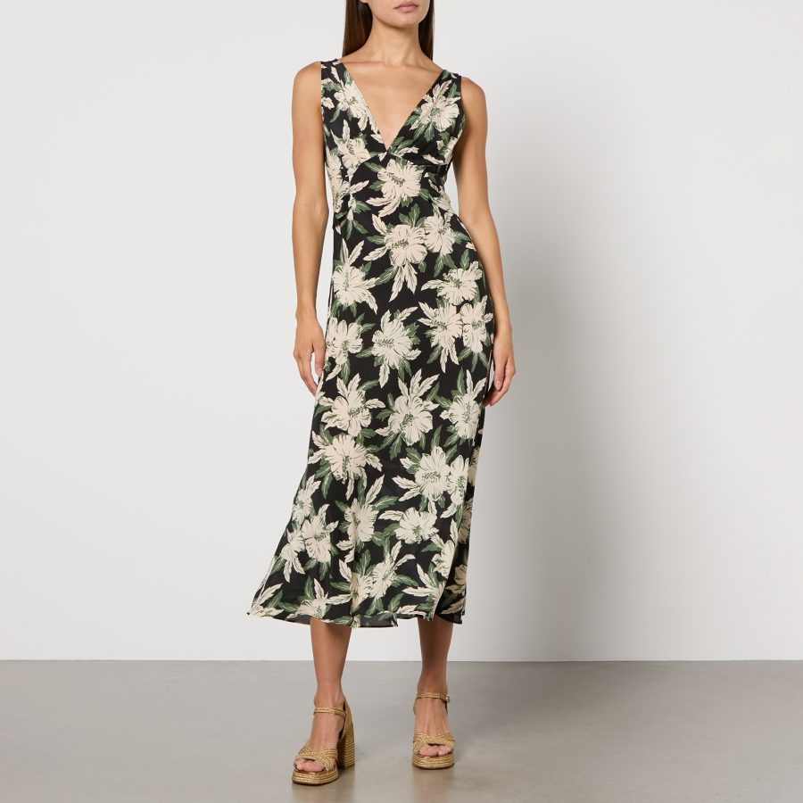 RIXO Evie Floral-Print Silk Maxi Dress - UK 6