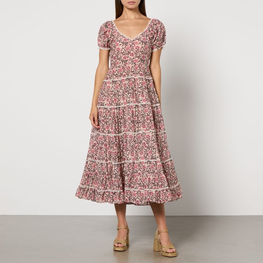 RIXO Ophelia Floral-Print Satin Maxi Dress - UK 6