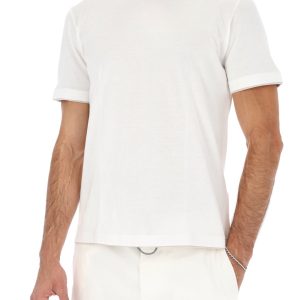 ROUND NECK T-SHIRT WHITE AND BEIGE