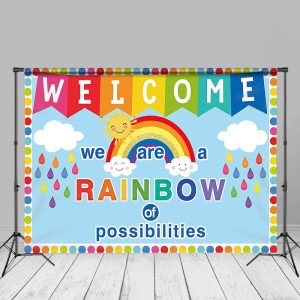 Rainbow Of Possibilities Blue Back To School Backdrop - Aperturee