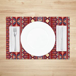 Red Blue Abstract Stripe Retro Set Of 4 Placemats - Aperturee