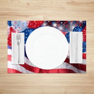 Red Blue Balloon Usa Flag Spark Set Of 4 Placemats - Aperturee