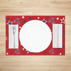 Red Blue White Independence Day Set Of 4 Placemats - Aperturee