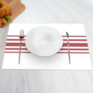 Red Line White Simple Dining Set Of 4 Placemats - Aperturee