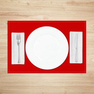 Red Solid Color Fabric Dining Set Of 4 Placemats - Aperturee