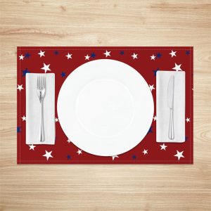 Red White Blue Little Star Dining Set Of 4 Placemats - Aperturee