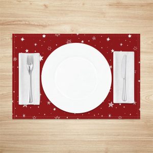 Red White Stars Seamless Fabric Set Of 4 Placemats - Aperturee