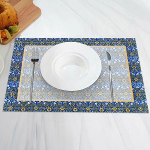 Retro Gorgeous Blue Yellow Dinner Set Of 4 Placemats - Aperturee