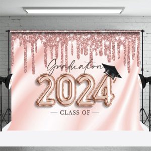 Rose Gold Graduation Class Of 2024 Photo Backdrop - Aperturee