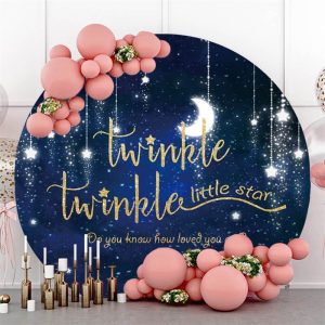 Round Twinkle Twinkle Little Star Baby Shower Backdrop - Aperturee