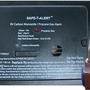 SAFE-T-ALERT 25-742-R-BL-TR-KIT Carbon Monoxide/ Propane Leak Detector; Detects And Controls Both LP And CO Gas; Alerts To Leak With Beeping; With LED Indicator; Flush Mounting; 12 Volt DC Hardwire; Black; With Trim Ring And Solenoid Valve