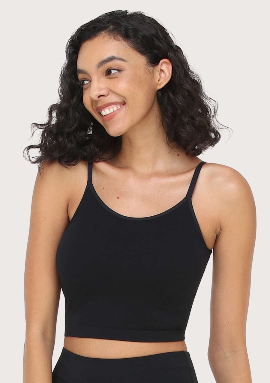 SONGFUL Love Cloud Yoga Tank Top with Built-In Bra for Petite Frames - S / Black