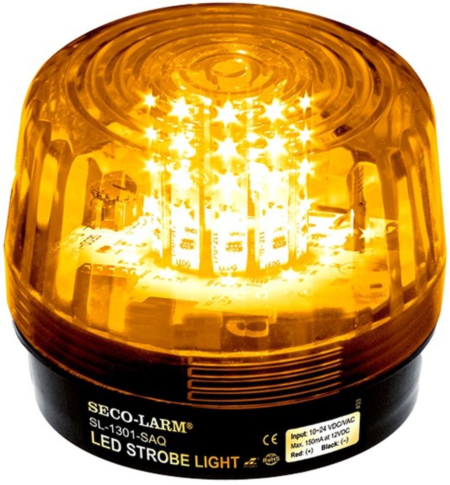 Seco-Larm SL-1301-SAQ/A Amber Lens Strobe Light, 10 Vertical LED Strips (54 LED)