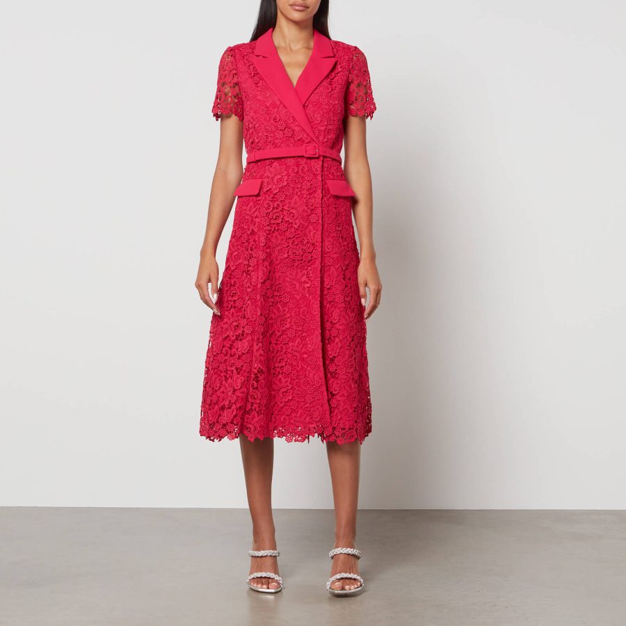 Self-Portrait Guipure Lace Midi Wrap Dress - US 2/UK 6