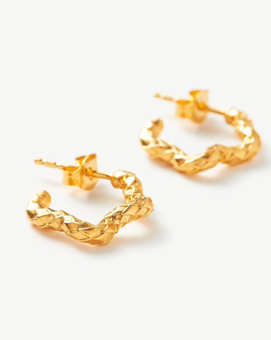 Serpent Textured Squiggle Hoop Earrings | 18ct Gold Vermeil
