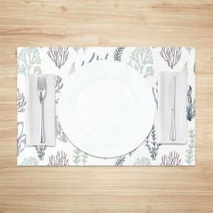 Simple Drawing Trees Leaves White Set Of 4 Placemats - Aperturee