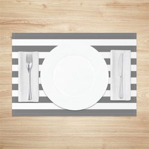 Simple Grey White Stripe Dining Set Of 4 Placemats - Aperturee