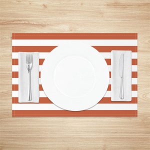 Simple Orange White Stripe Dining Set Of 4 Placemats - Aperturee