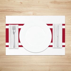 Simple Red Lines Rectangle Modern Set Of 4 Placemats - Aperturee