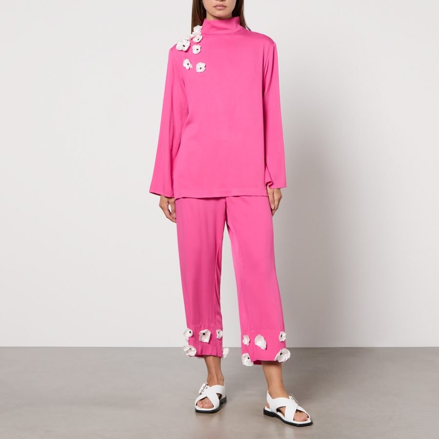 Sleeper The Bloom Black Tie Woven Pyjama Set - L