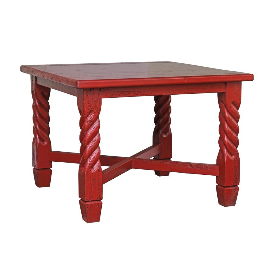 Southwestern Rustic Square California Dining Table with Red/Black Under Finish