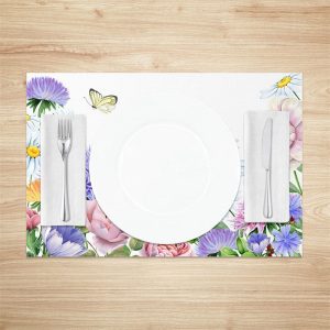 Spring Bloom Flowers Bee Dining Set Of 4 Placemats - Aperturee