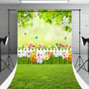 Spring Garden Butterfly Lawn Photo Sweep Backdrop - Aperturee